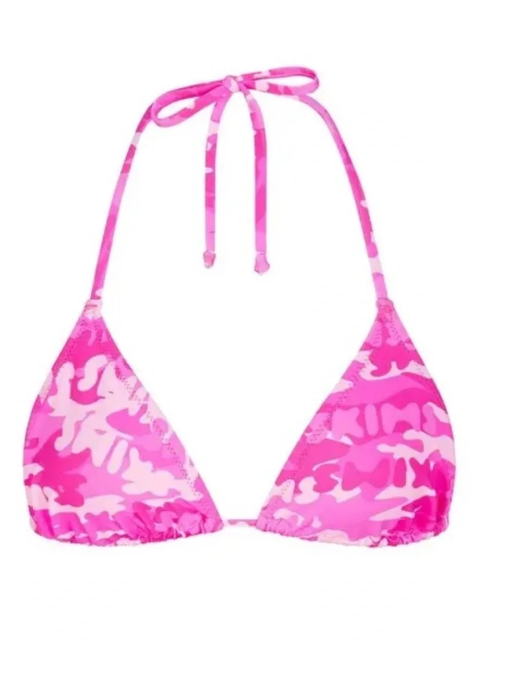 SKIMS SWIM TRIANGLE BIKINI TOP IN PINK CAMO size XL